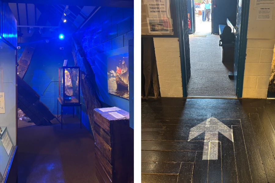 New underwater effect lighting and floor arrow at the Shipwreck Museum Hastings